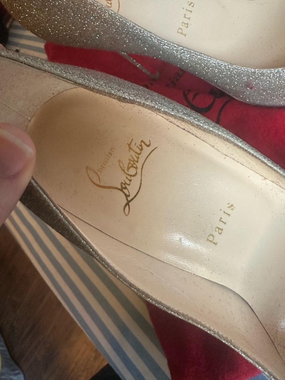 Christian Louboutin Fifi 100 Glitter Gold Stiletto Pumps New - Picture 4 of 7